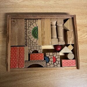 Vintage Wooden Building Blocks Set